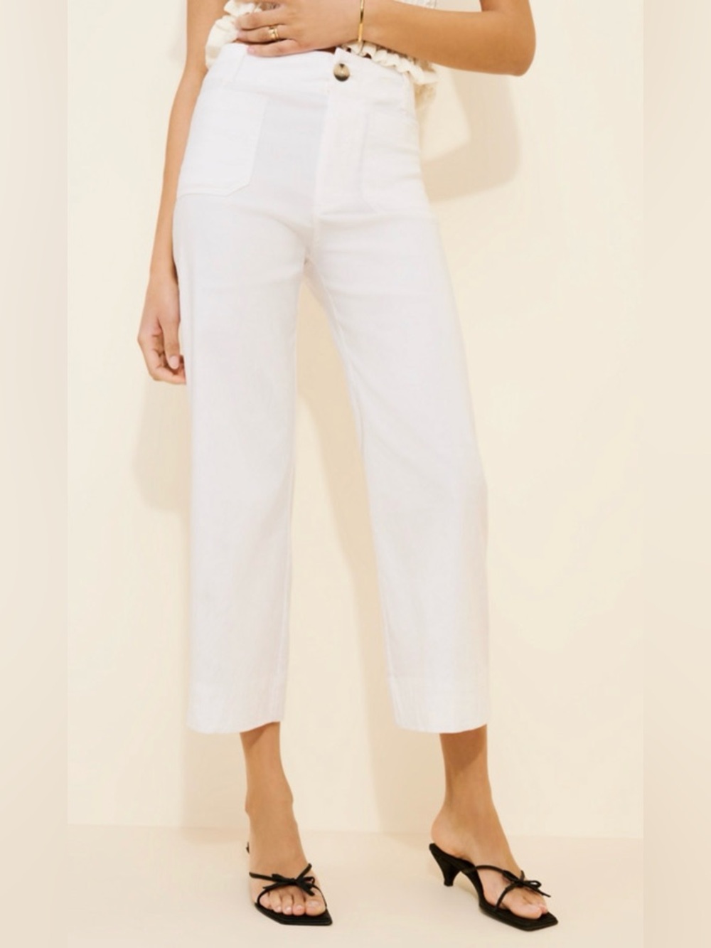 Maeve by Anthropologie The Colette Crop Wide Leg Pants in White Size 28 Tall
